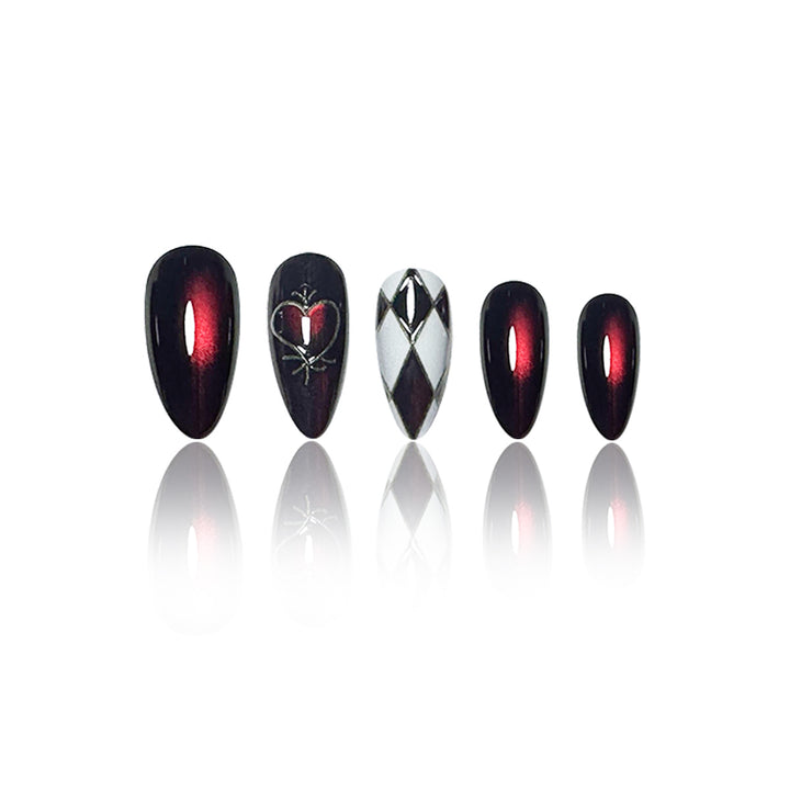 Stiletto Nail Enhancements with Heart Design Bowlift