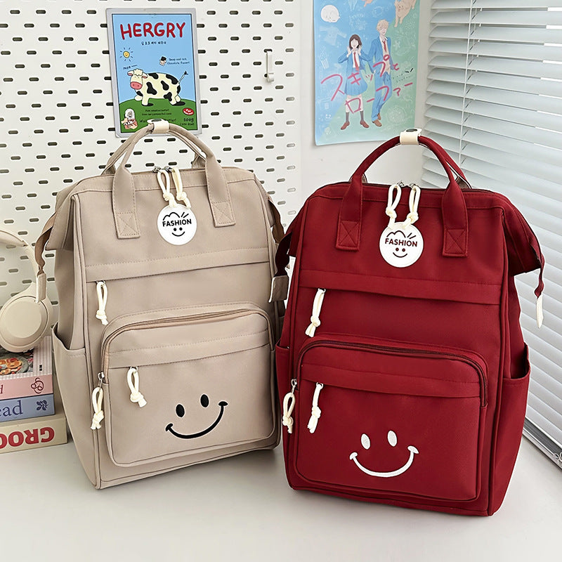 Trendy Multi-Pocket Smiley Face Backpack Bowlift