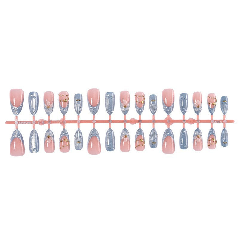 Decorative Press-On Nail Art Set with Gem Accents Bowlift