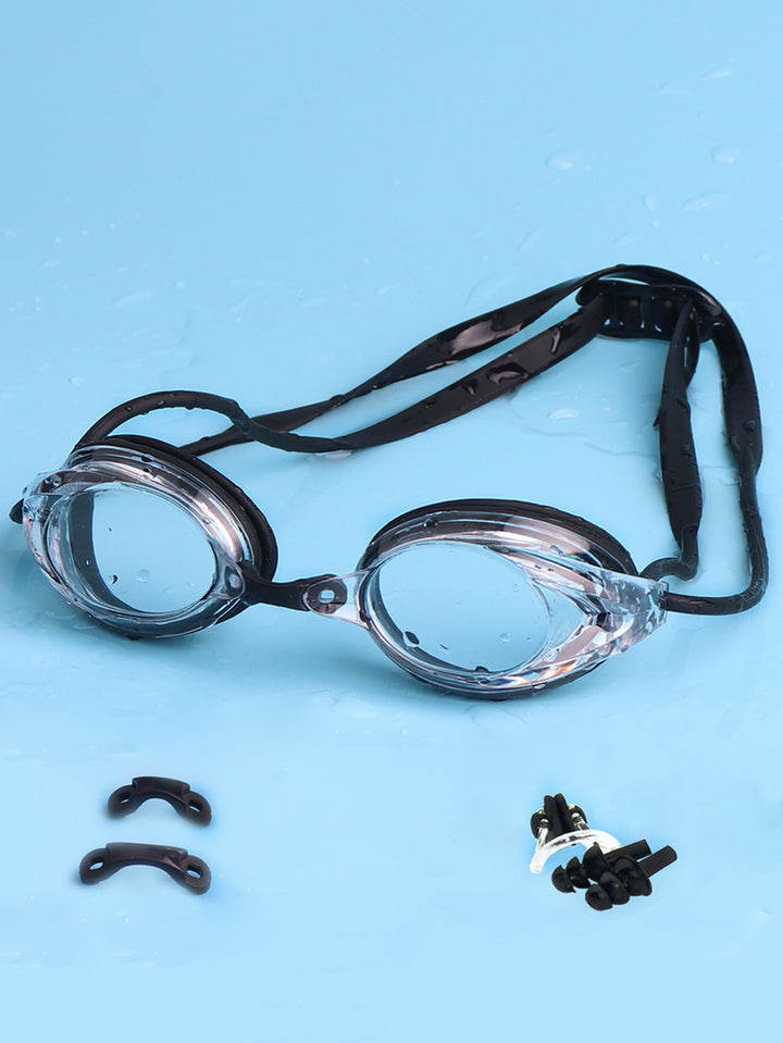 Swimming goggles with adjustable head strap and comfort nose piece Bowlift