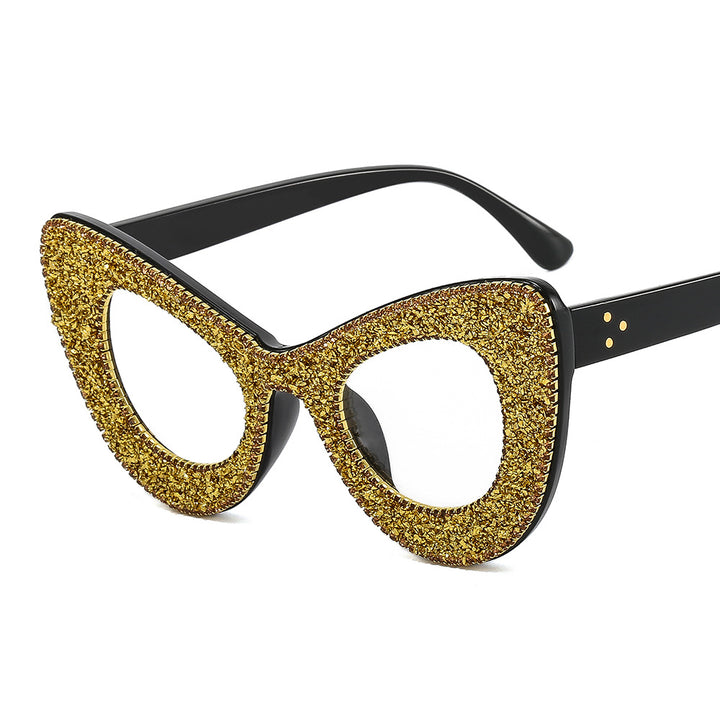 Ladies Glamorous Cat-Eye Sunglasses with Rhinestone Decoration Bowlift