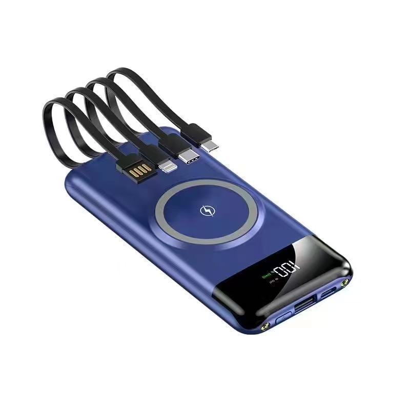 Portable power bank with wireless charging function and multifunction cable Bowlift