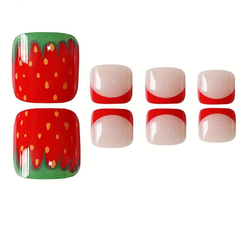 Artistic Strawberry-Themed Pedicure Bowlift