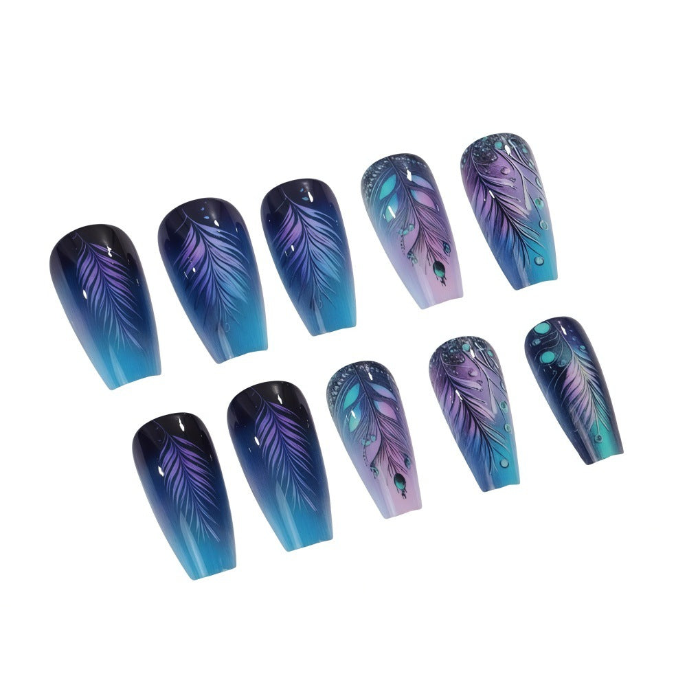 Artistic design nails with feather decoration Bowlift