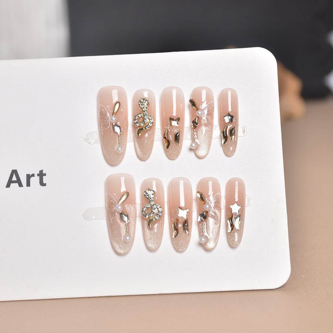 Premium Rhinestone-Embellished Nail Art Extensions Bowlift