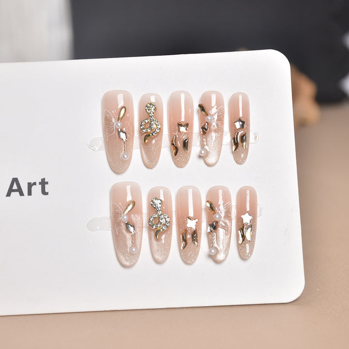 Premium Rhinestone-Embellished Nail Art Extensions Bowlift