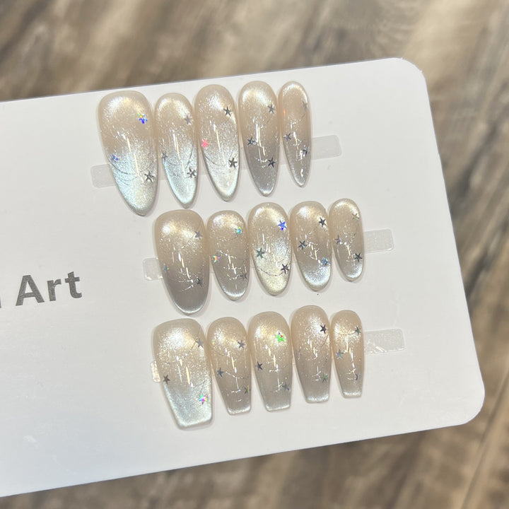Cosmic Star-Accent Press-On Nail Set Bowlift