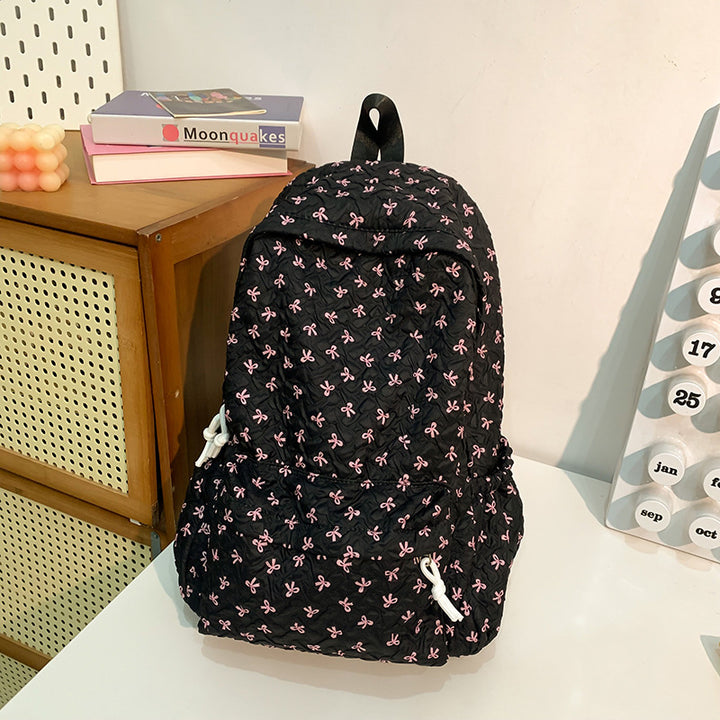 Quilted Floral Patterned Backpack Bowlift