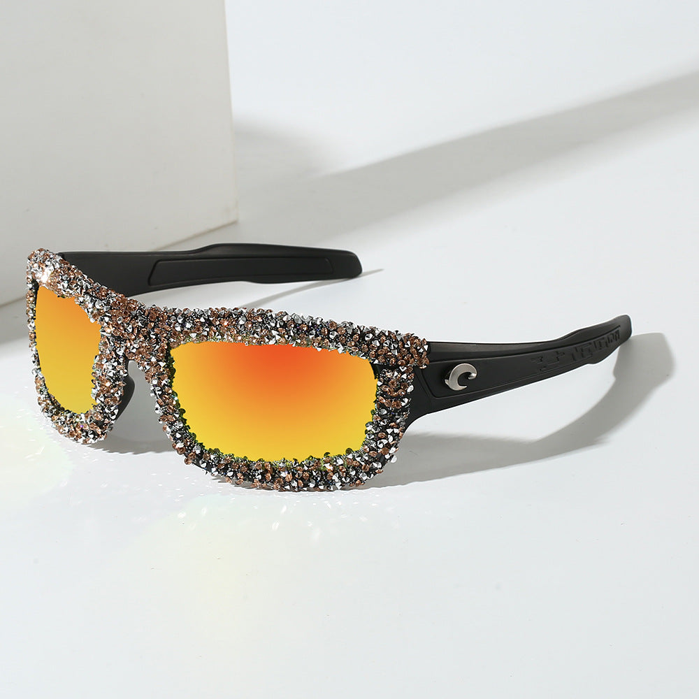 Women's sporty sunglasses with sparkling rhinestone frame Bowlift