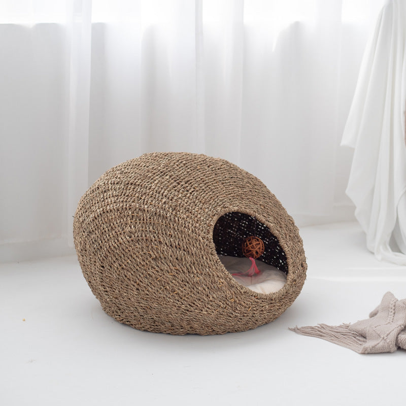 Handmade cat cave made from natural rattan Bowlift