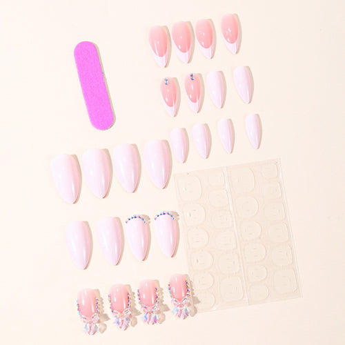 Elegant Stiletto Nail Art Set with Gem Accents Bowlift