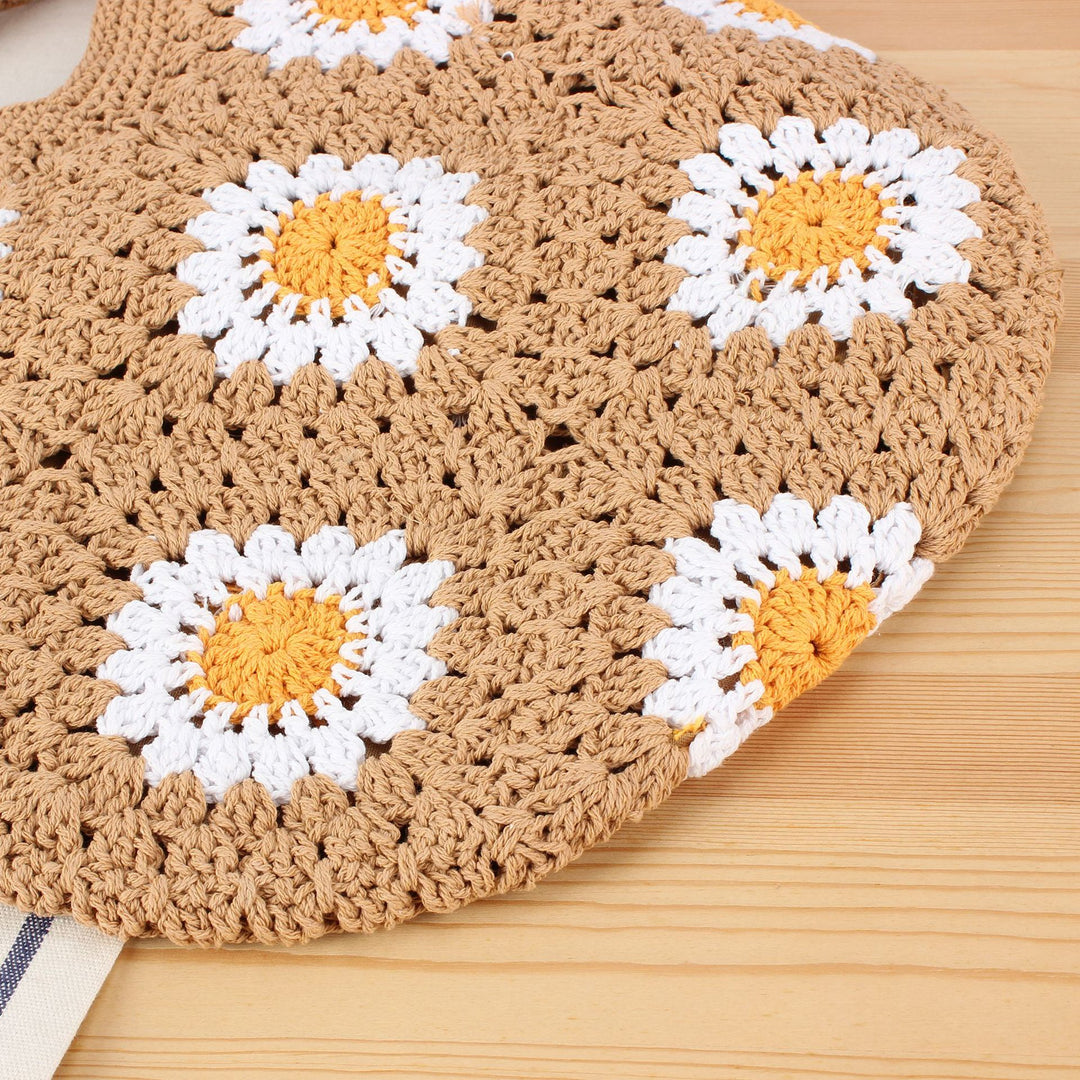 Crochet shoulder bag with floral designs Bowlift