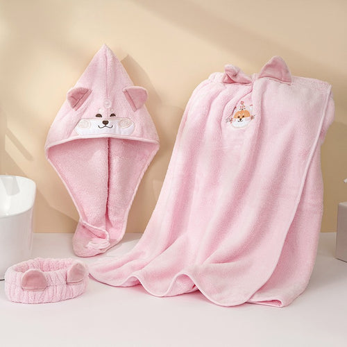 Cozy bath wrap blanket with hood and ears Bowlift