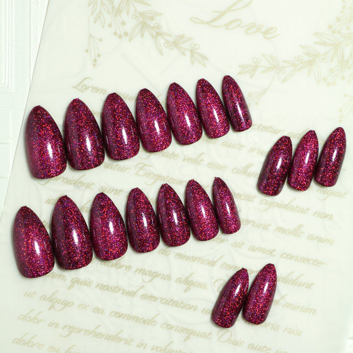 Glamorous Glittery Almond-Shaped Press-On Nails Bowlift