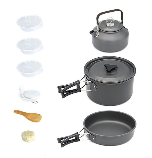 lightweight collapsible camping cookware kit with nonstick anodized pots pan kettle and folding handles Bowlift