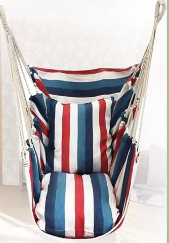 Hanging hammock chair with reinforced cotton canvas and integrated arm pockets Bowlift