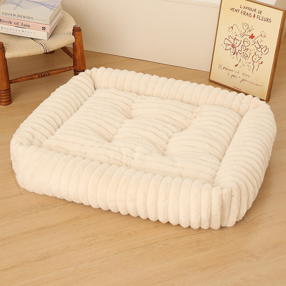 Women Plush Pet Bed with High Edge Bowlift