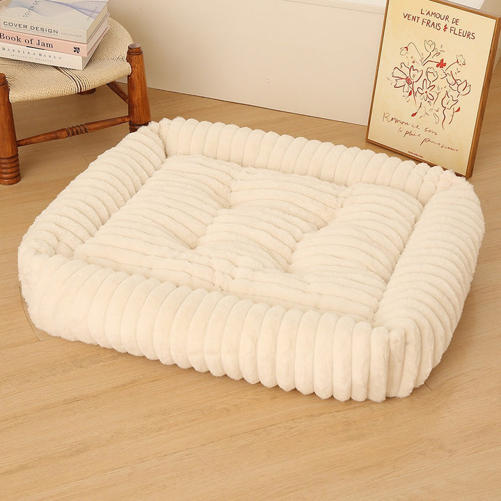 Women Plush Pet Bed with High Edge Bowlift