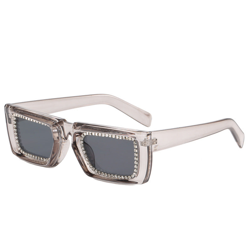 Women extravagant square sunglasses with glittering frame Bowlift