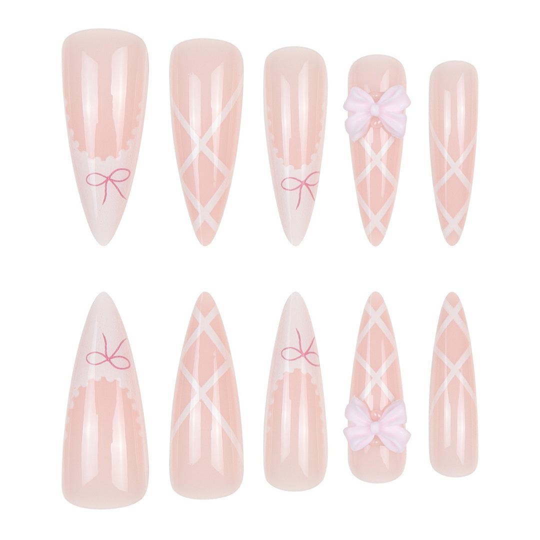 Elegant Floral Lace Stiletto Nails Bowlift