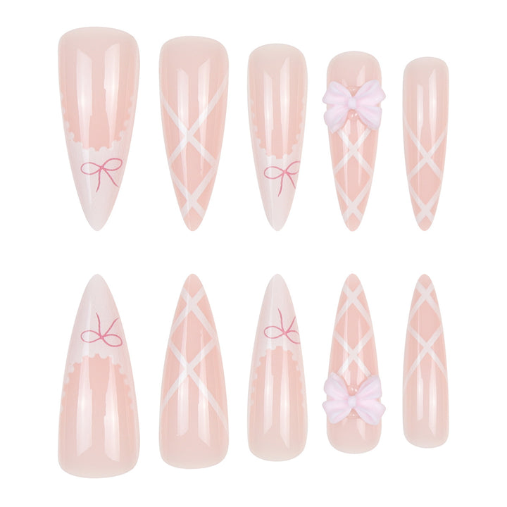 Elegant Floral Lace Stiletto Nails Bowlift