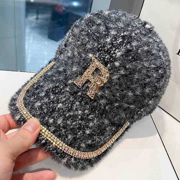 Women's Luxurious Fleece Embellished Baseball Cap Bowlift