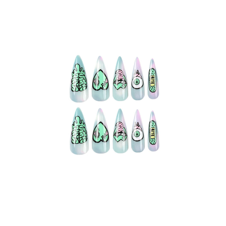 Artistic stiletto nails with creative designs and intricate detailing Bowlift