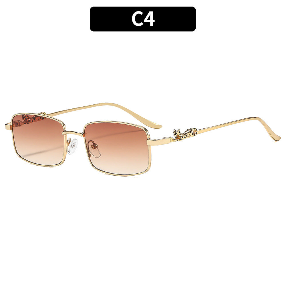 Elegant Square Frame Sunglasses with Decorative Accents