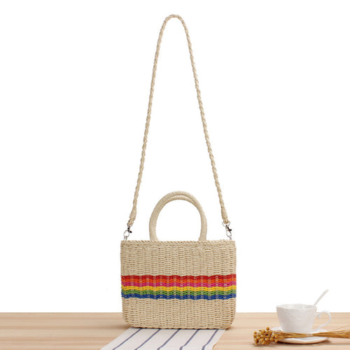 Braided shoulder bag with colorful striped design Bowlift
