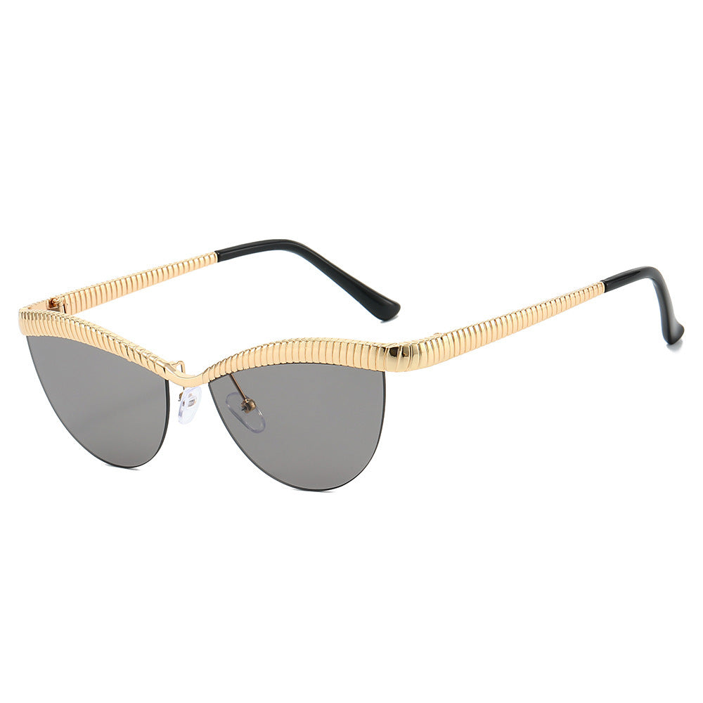 Statement Cat-Eye Sunglasses with Sculpted Metal Frames Bowlift