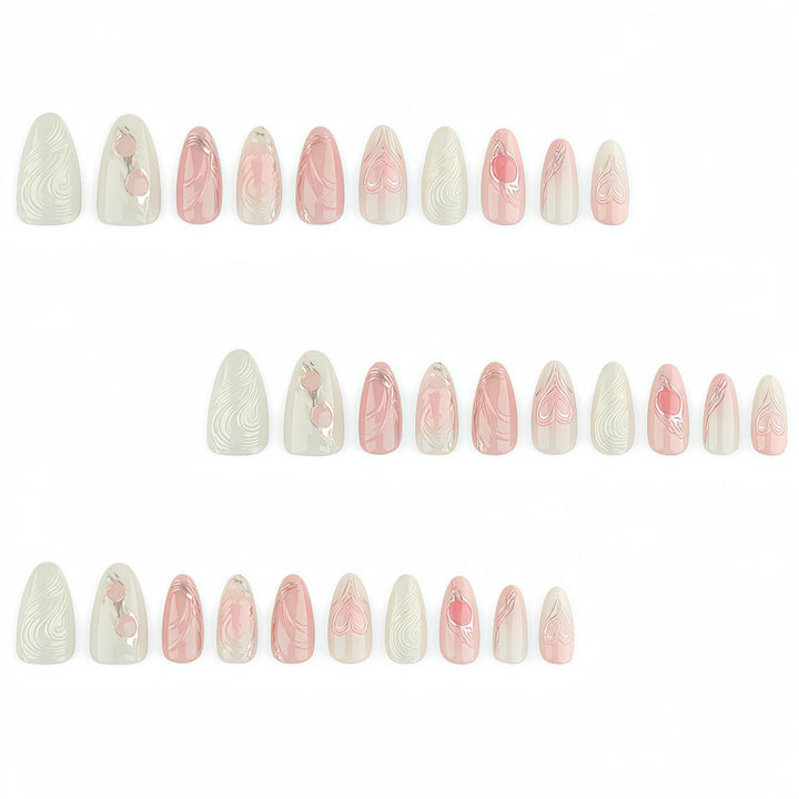 Elegant Artificial Nail Set with Romantic Design Bowlift