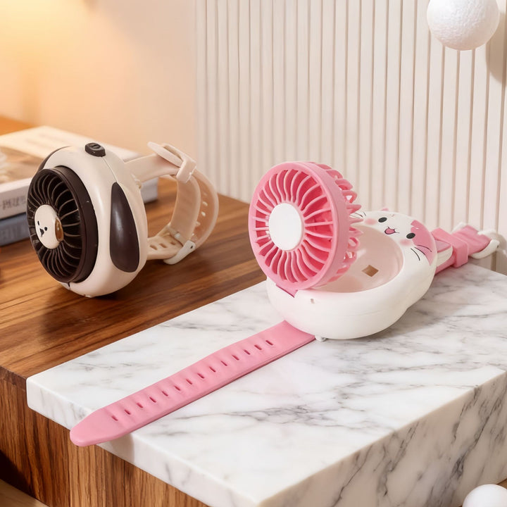Ladies Hand Fan in playful dog design Bowlift