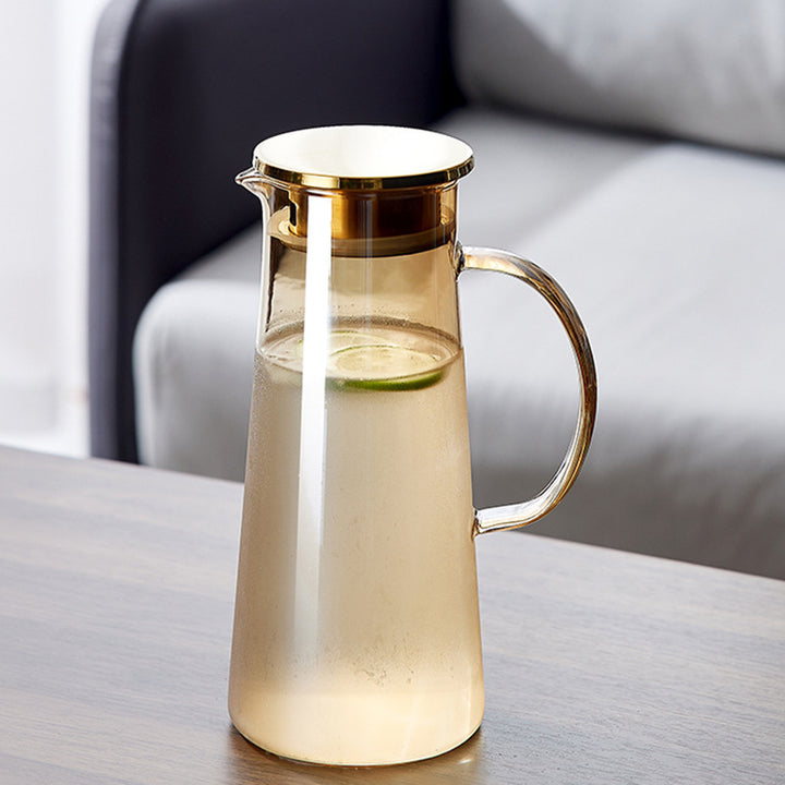 Ladies elegant glass jug with heat insulating lid Bowlift