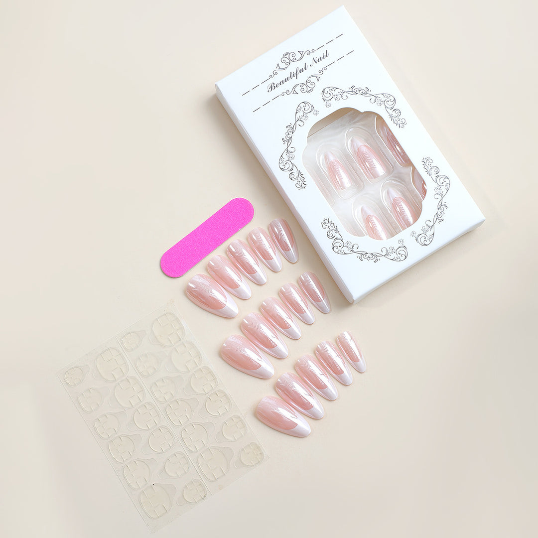 Acrylic nail set with elegant French design and care set Bowlift