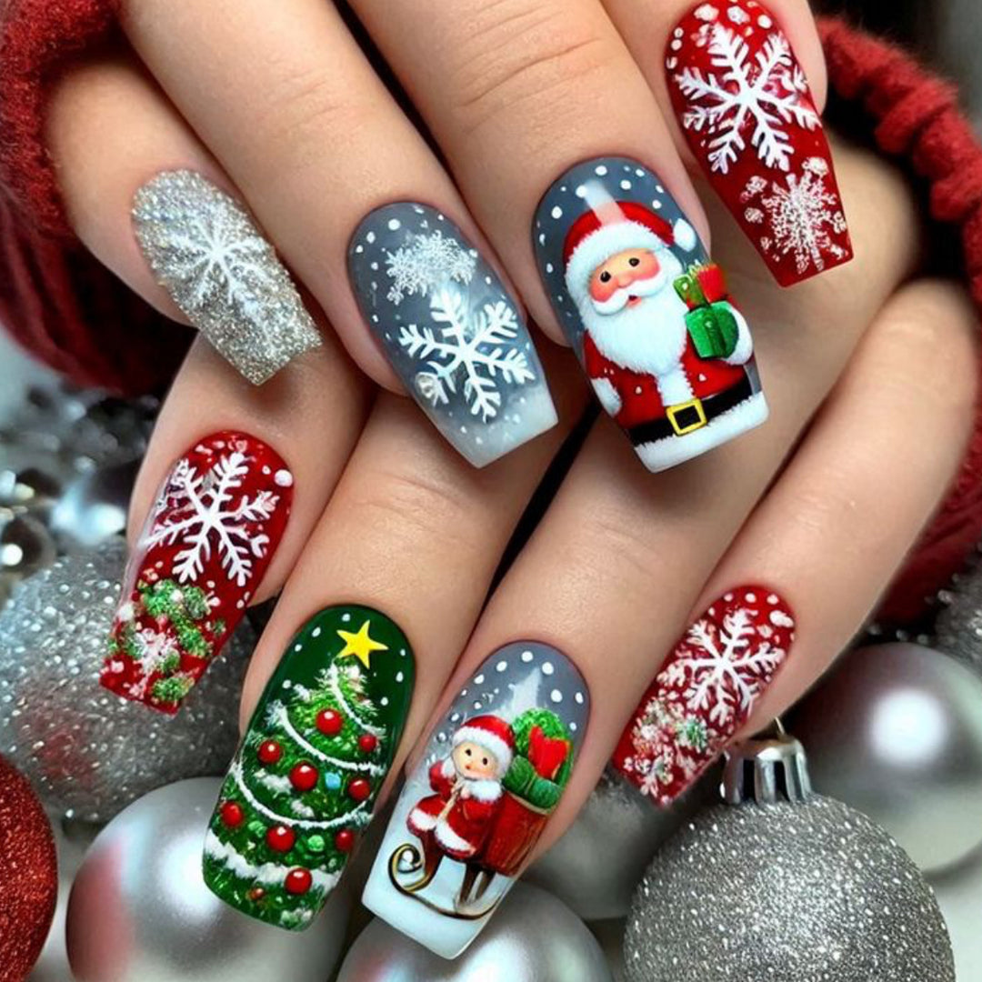 Christmas-Themed Decorative Nail Art Bowlift