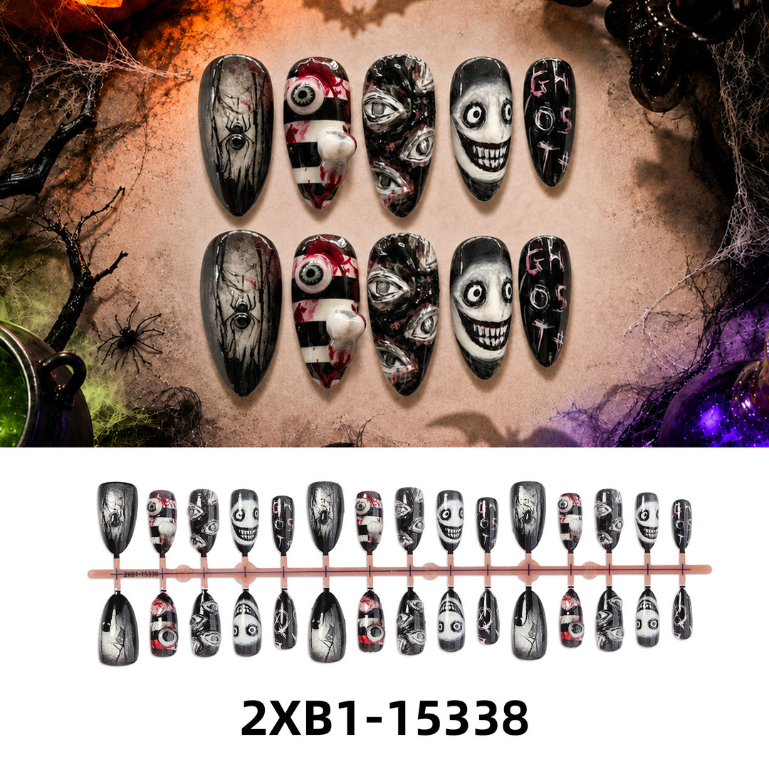 Acrylic nail set with creative Halloween motifs Bowlift