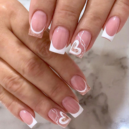 Heart-Design Press-On Nail Art Tips Bowlift