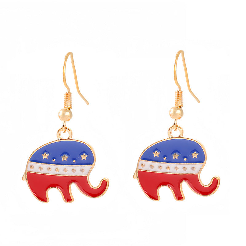 Ladies enamel earrings horseshoe with star stripe motif Bowlift
