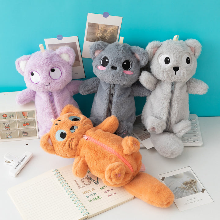 Cute Plush Cat-Themed Pencil Case Bowlift
