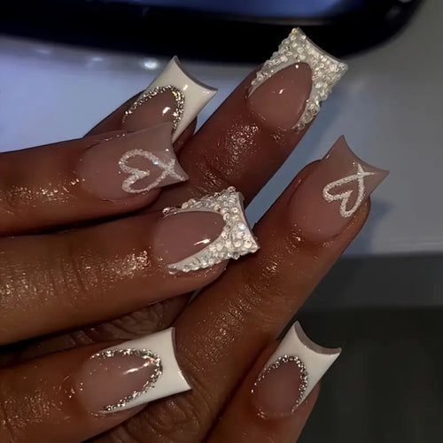 Ornate Rhinestone Press-On Nail Extensions Bowlift