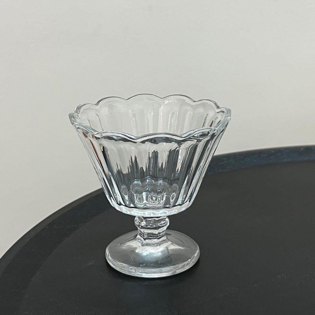 Footed Cut Crystal Compote Serving Bowl with Diamond Pattern Bowlift