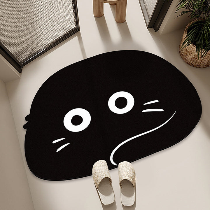 Cartoon Cat-Themed Bath Mat