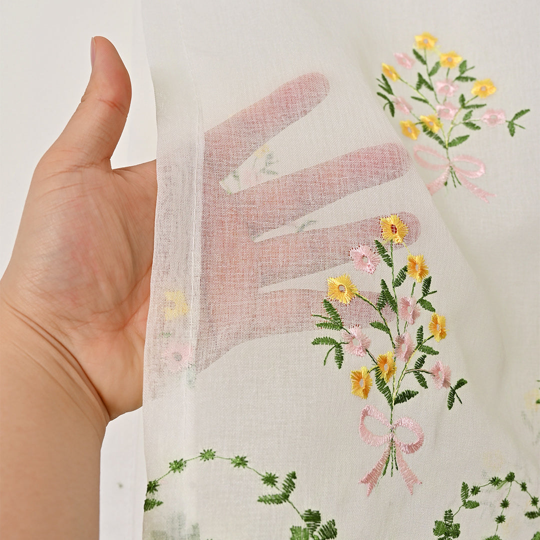 Floral Embroidered Window Valance