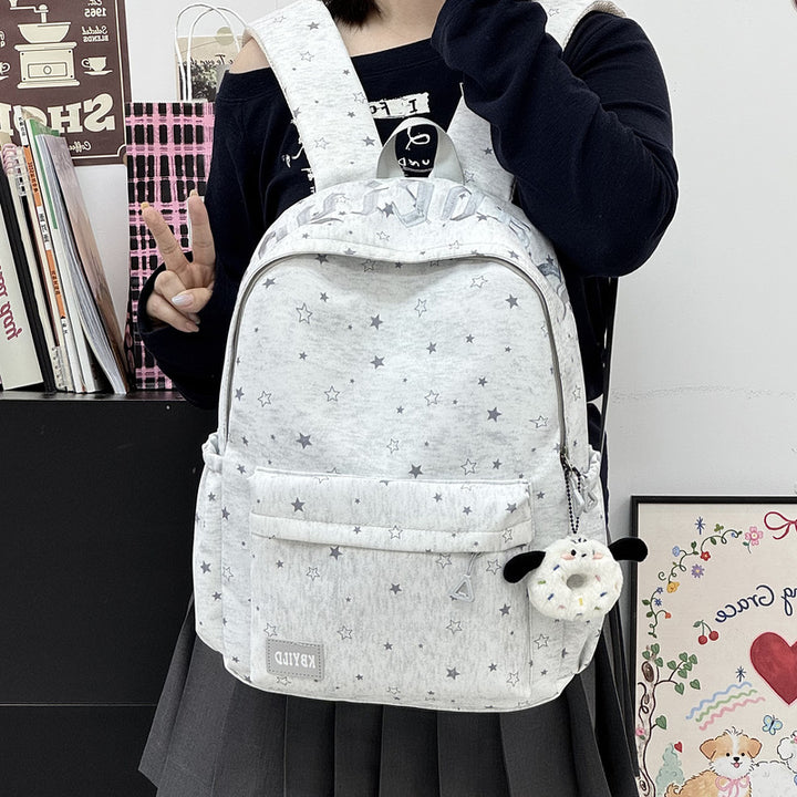 Star-Printed Casual Backpack Bowlift
