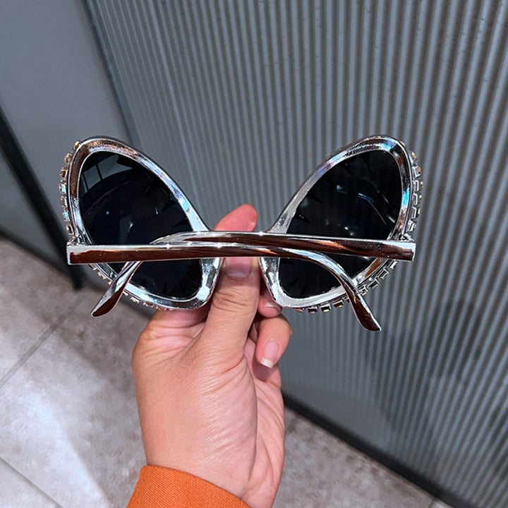 Women futuristic statement sunglasses with glittering crystal frame Bowlift