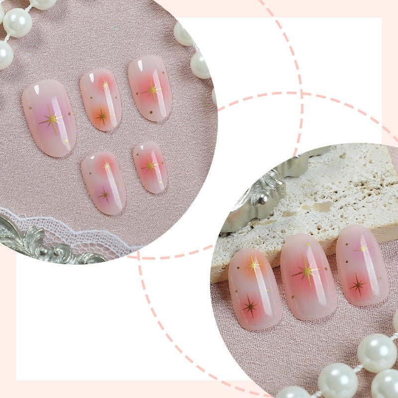 Artistic Press-On Nail Set with Vibrant Star Designs Bowlift