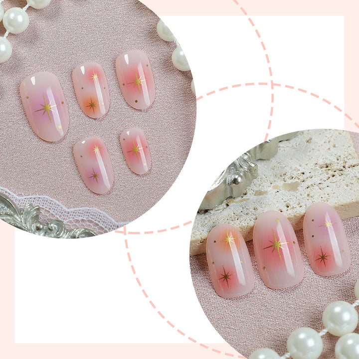 Artistic Press-On Nail Set with Vibrant Star Designs Bowlift