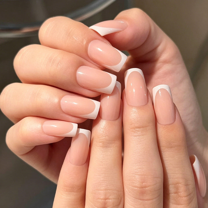 Elegant French Tip Press-On Nails Bowlift