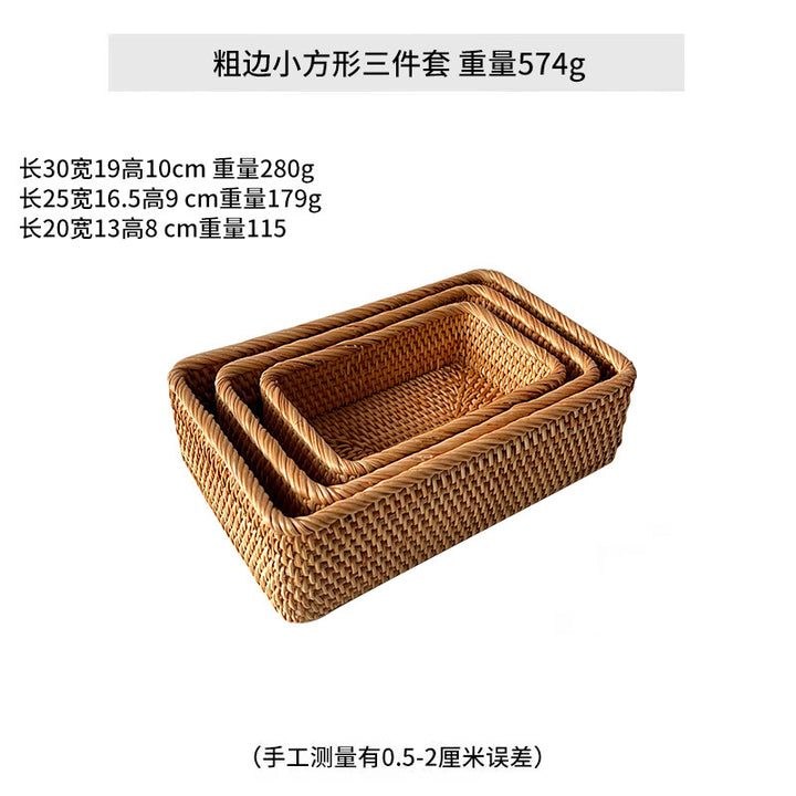 Women rectangular storage basket made of handwoven natural material Bowlift