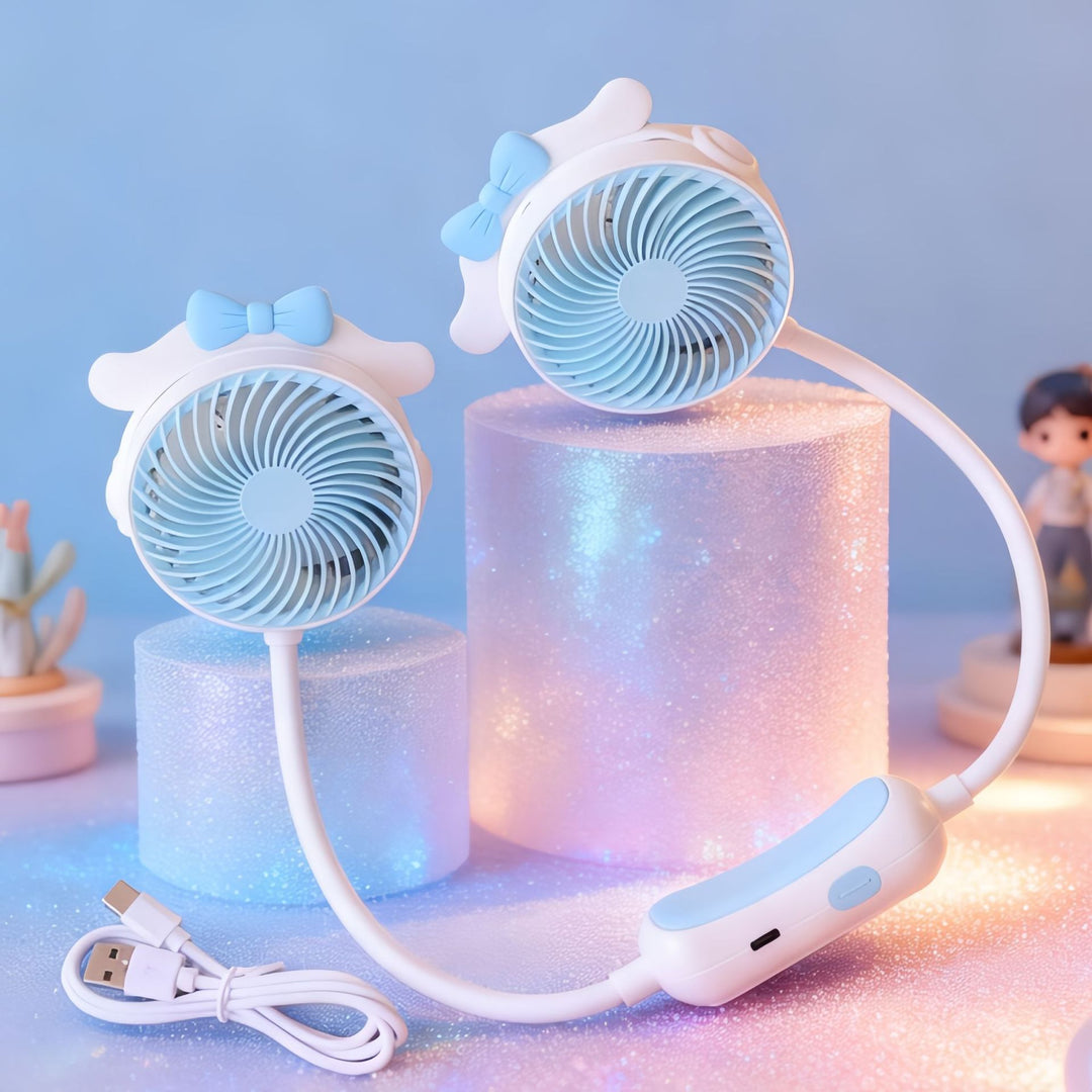 Ladies Portable Neck Fan with Dual Fan Bowlift